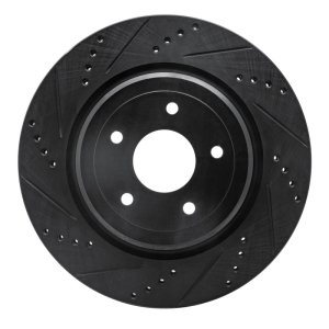Chevrolet Corvette Brake Rotor (1) - Rear Left - R1 Concepts - Drilled & Slotted - Black - `06-`13